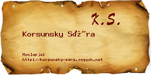 Korsunsky Sára névjegykártya